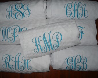 Spa Wraps Personalized Waffle weave Spa wraps, Monogrammed or Name Bride, Bridesmaids. Wedding party gift. 15 Colors.