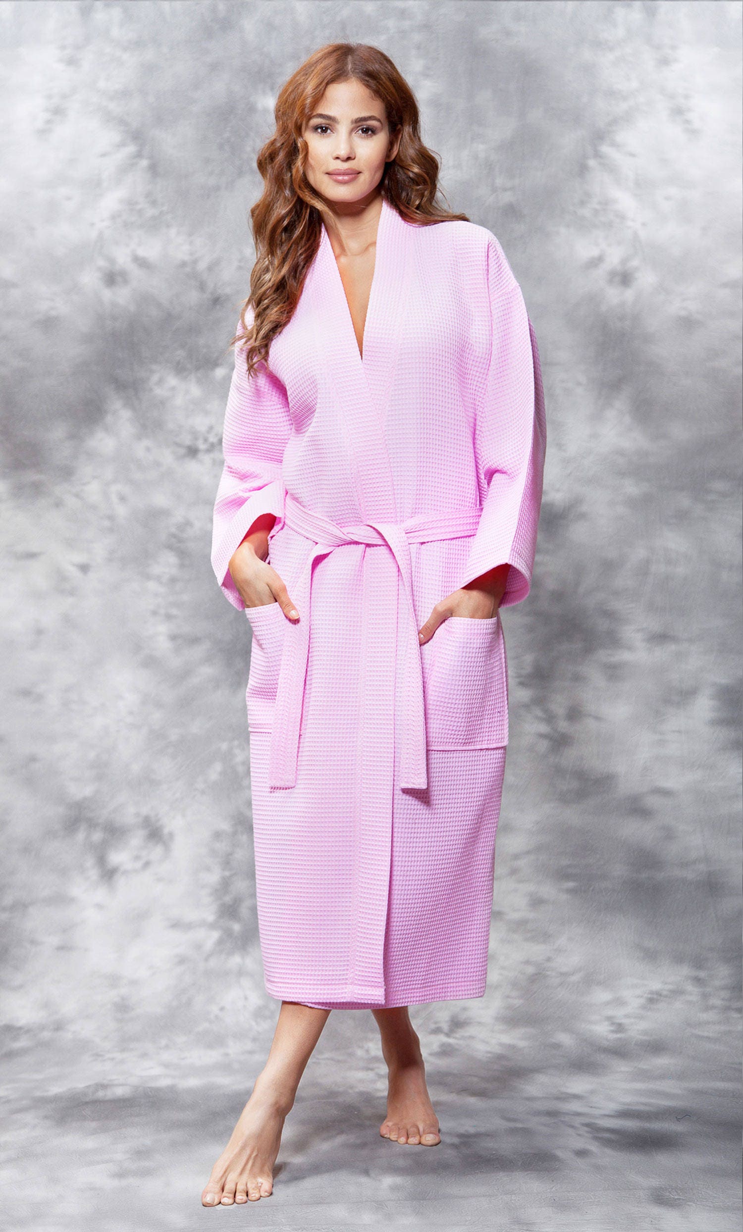 Personalized Long Tall Waffle Weave robe Calf length robe Etsy