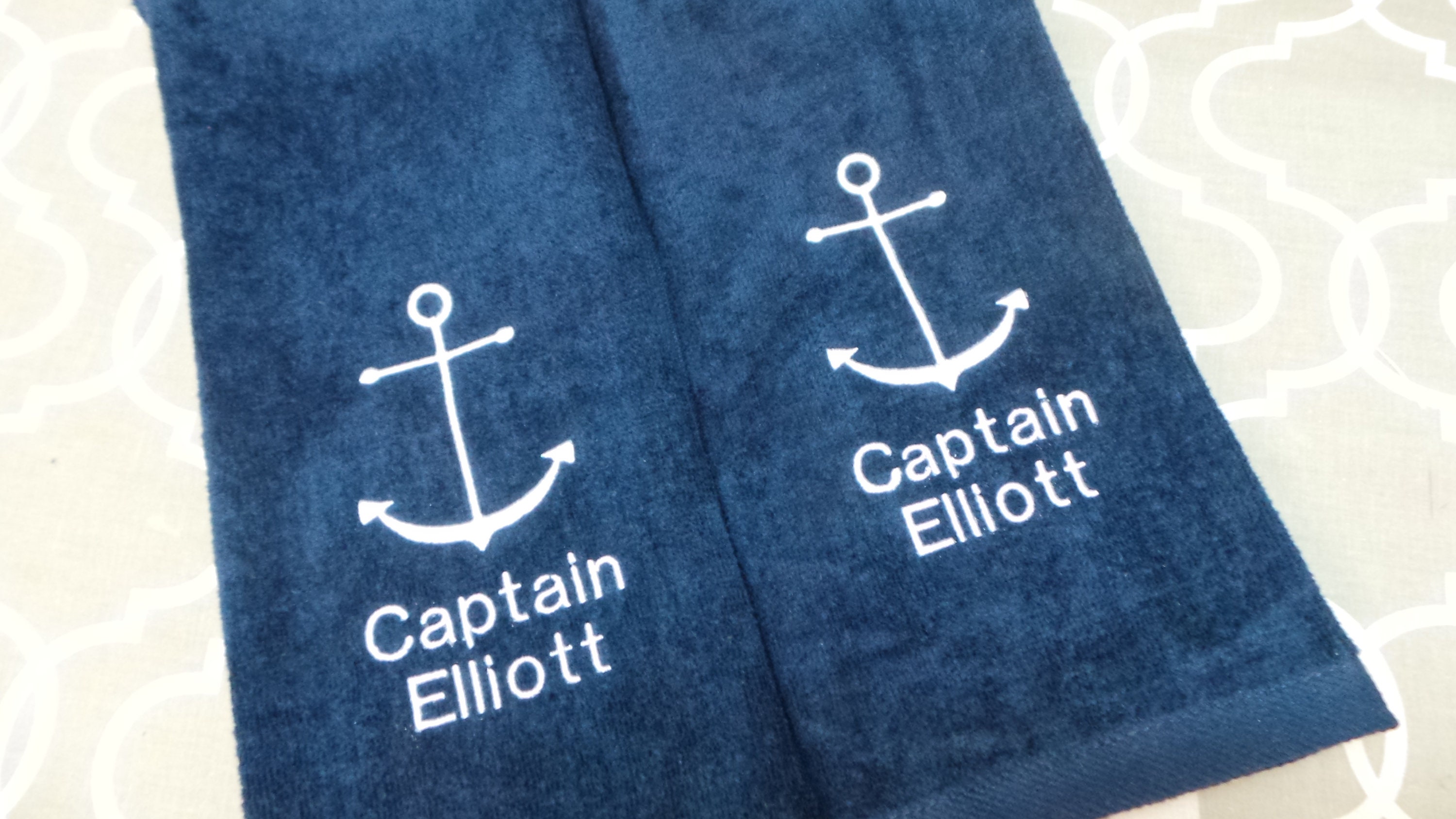 Nautical Hand Towels 2 Towels embroidered Anchor design with Etsy