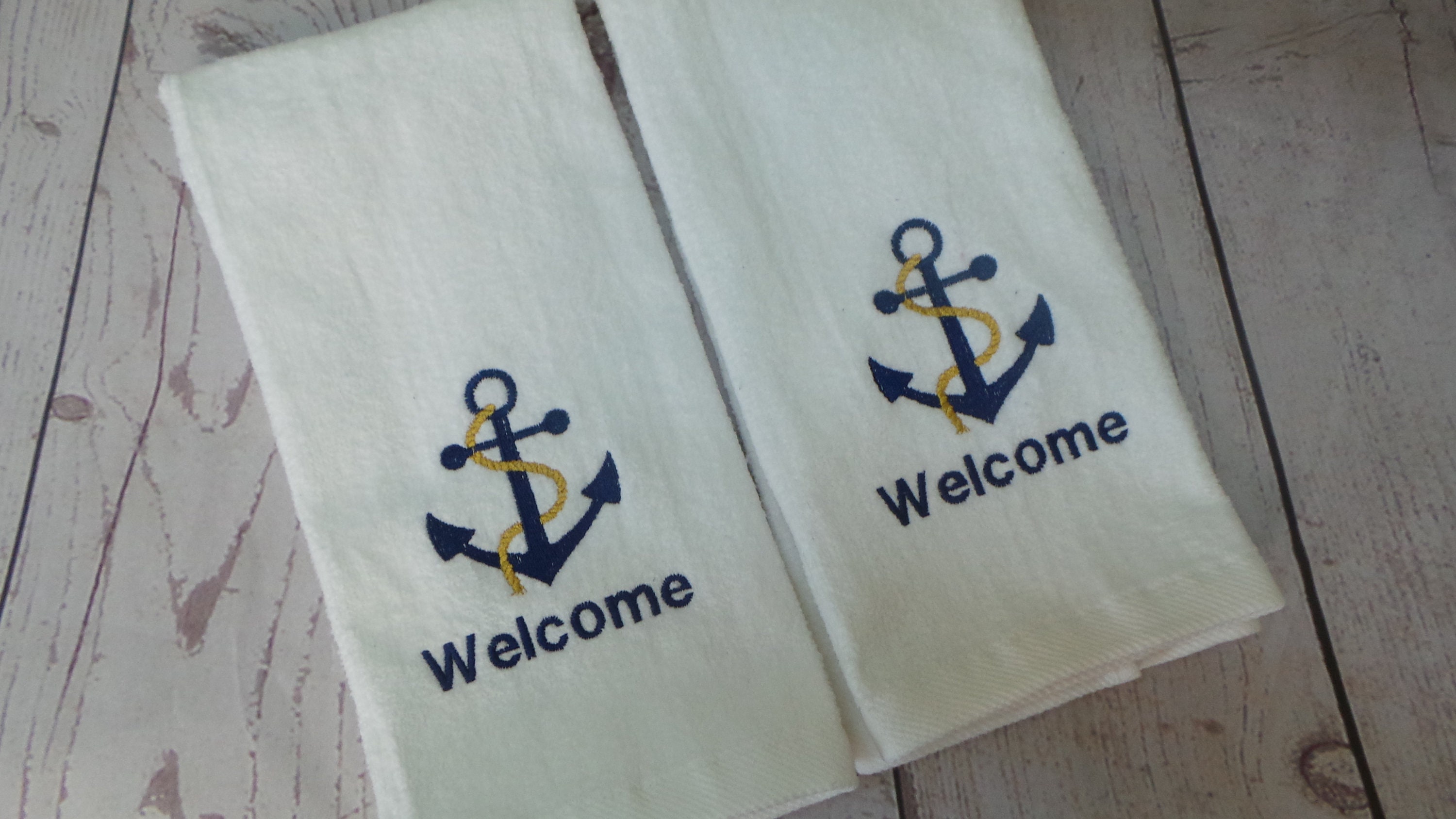 Anchor Towels 2 Nautical Hand Towels Boat Hand Towels Etsy