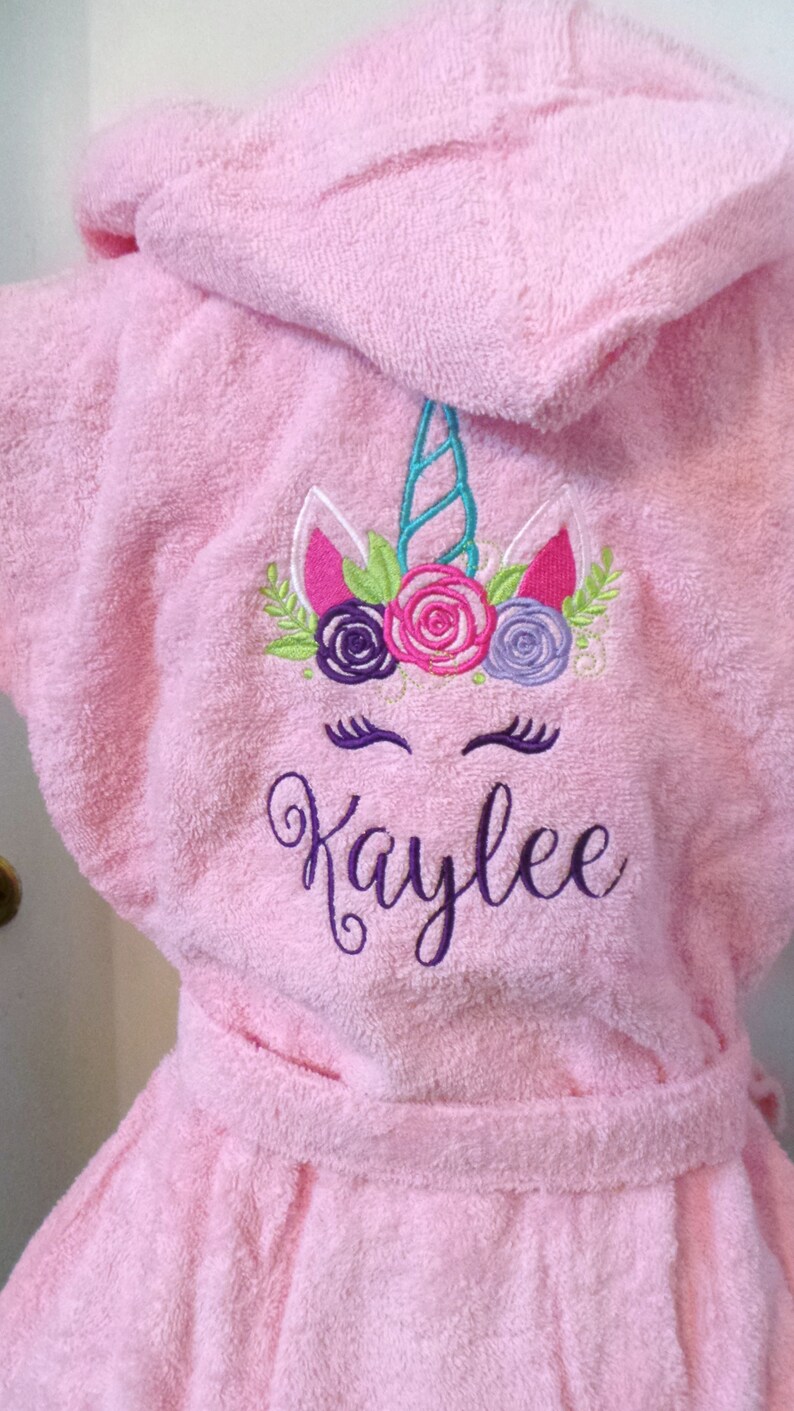 Unicorn Robe Girls Robe Terry Cloth Hooded Bathrobes Etsy