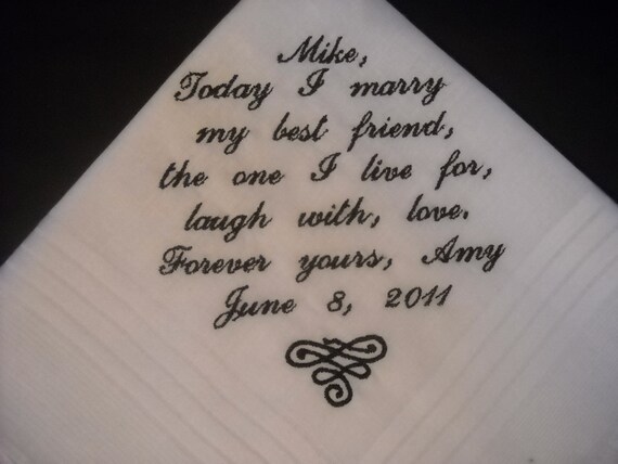 Wedding Hankie Handkerchief Poem Today I Marry My Best Friend Etsy