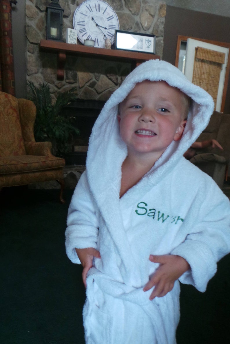 Kids Robe Terry Cloth Robe Hooded Personalized Embroidered Etsy