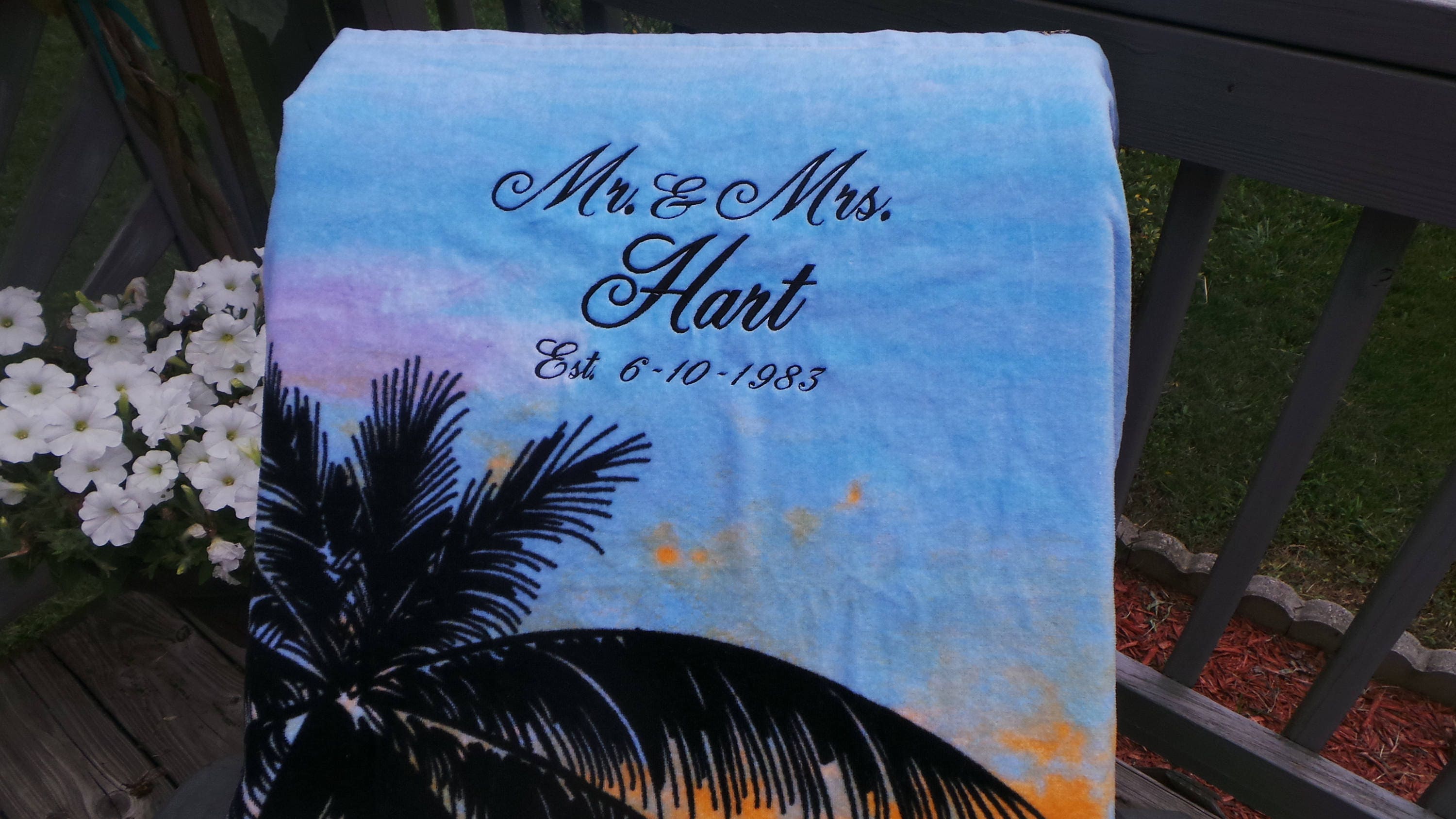 2 Wedding Beach Towels Personalized Wedding Towels Honeymoon Etsy