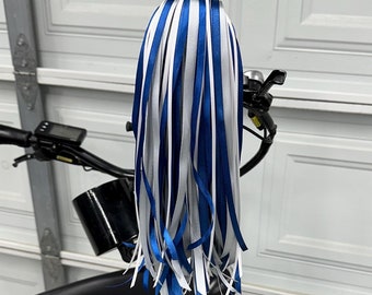 Dallas Cowboys Bike Tassels, Bicycle Tassels, Bike Streamers, Handlebar Tassels, Handlebar Streamers, Ribbons, Blue, Silver, White