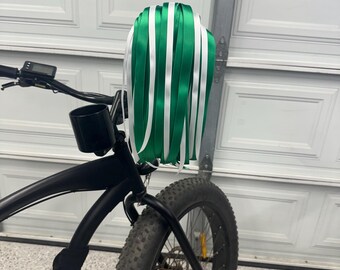 New York Jets Inspired Bike Tassels, Bicycle Tassels, Bike Streamers, Handlebar Tassels, Handlebar Streamers, Ribbons, Green & White