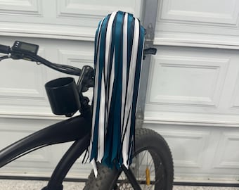 Philadelphia Eagles Inspired Bike Tassels, Bike Streamers, Handlebar Tassels, Handlebar Streamers, Ribbons,Dark Teal, Black & White