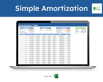 Simple Amortization Spreadsheet Template | Mortgage Loan Calculator | Monthly Payment Tracker