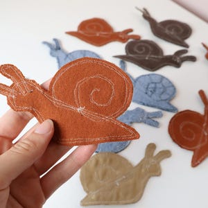 Recycled Corduroy Denim Patches | Sew-on Patches | Snail | Bugs | Upcycled | Whimsical | Cottagecore image 12