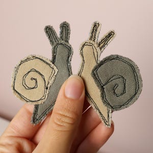 Recycled Corduroy Denim Patches | Sew-on Patches | Snail | Bugs | Upcycled | Whimsical | Cottagecore image 8