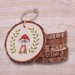 Cottagecore Mushroom Wooden Ornaments | Hand Painted Ornaments | Mushroomcore