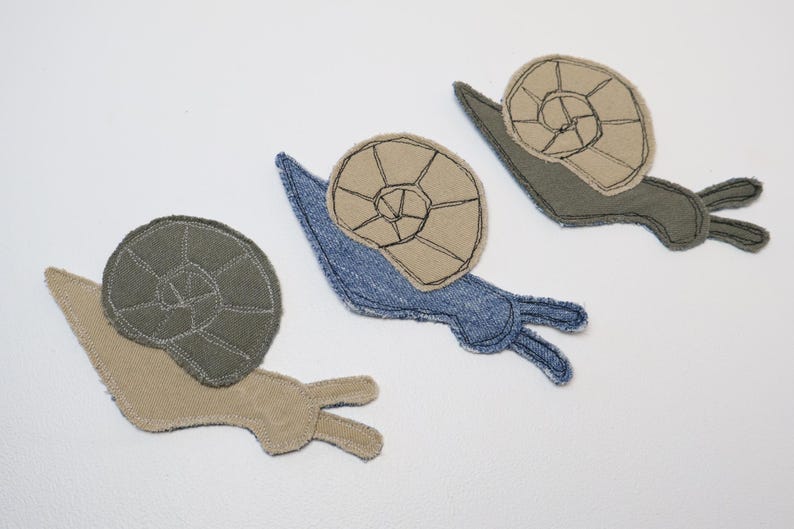 Recycled Corduroy Denim Patches | Sew-on Patches | Snail | Bugs | Upcycled | Whimsical | Cottagecore image 10