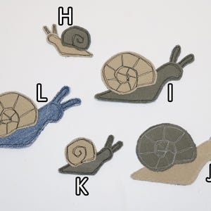 Recycled Corduroy Denim Patches | Sew-on Patches | Snail | Bugs | Upcycled | Whimsical | Cottagecore image 4