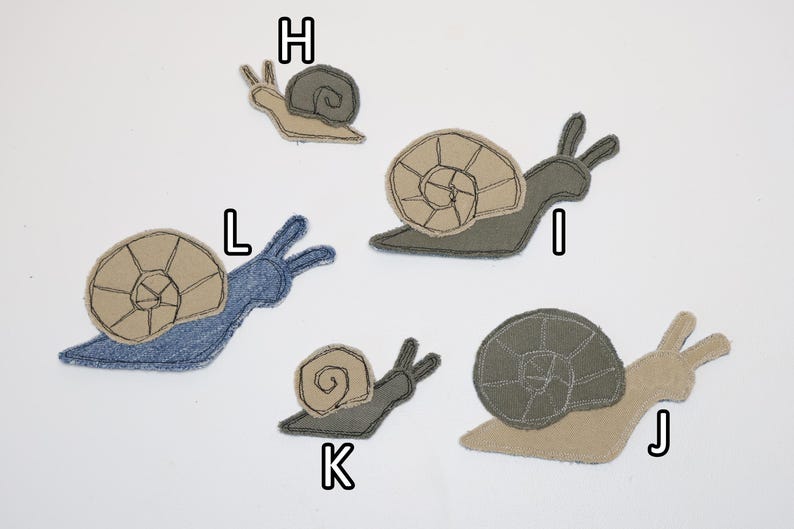 Recycled Corduroy Denim Patches | Sew-on Patches | Snail | Bugs | Upcycled | Whimsical | Cottagecore image 4