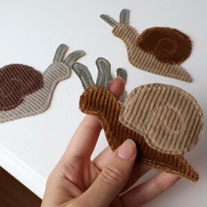 Recycled Corduroy Denim Patches | Sew-on Patches | Snail | Bugs | Upcycled | Whimsical | Cottagecore image 5