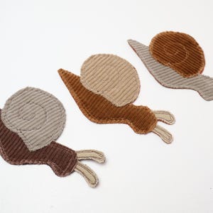 Recycled Corduroy Denim Patches | Sew-on Patches | Snail | Bugs | Upcycled | Whimsical | Cottagecore image 11