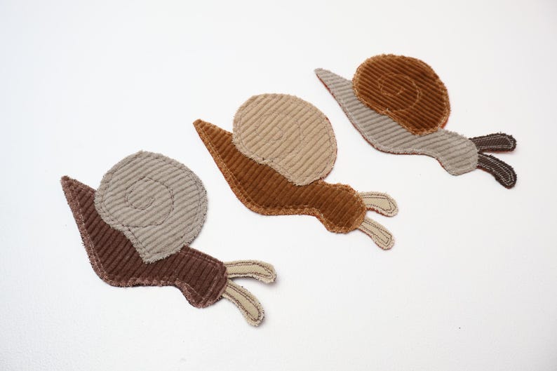 Recycled Corduroy Denim Patches | Sew-on Patches | Snail | Bugs | Upcycled | Whimsical | Cottagecore image 11