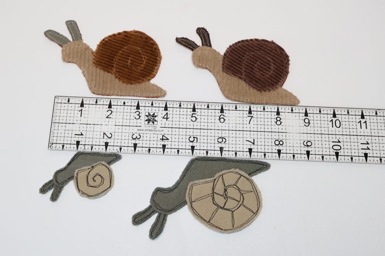 Recycled Corduroy Denim Patches | Sew-on Patches | Snail | Bugs | Upcycled | Whimsical | Cottagecore image 13