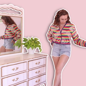 Cropped Rainbow Cardigan | PRIDE | Button Up Sweater | LGBTQ+ | Vintage