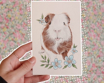 Custom Floral Acrylic Pet Portrait | Original Painting | 4x6, 5x7, 8x10