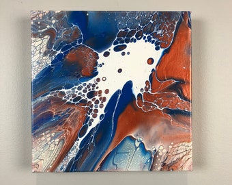Abstract painting, acrylic painting, copper painting, blue painting