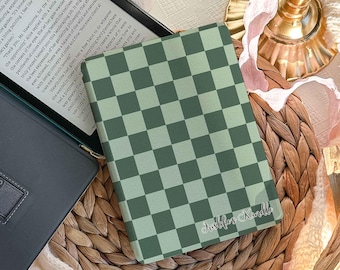 Green Retro Checkerboard Kindle Case for Kindle Paperwhite 12th 7" Signature, Kindle 2024/2022 cover,Paperwhite Cover Kobo Christmas gifts