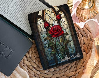 Stained Glass Rose Window Kindle Cover Kindle 12th 2024 Case, Bookish Kindle Colorsoft Paperwhite 11th 6.8'', kindle Oasis Kobo Clara Cover