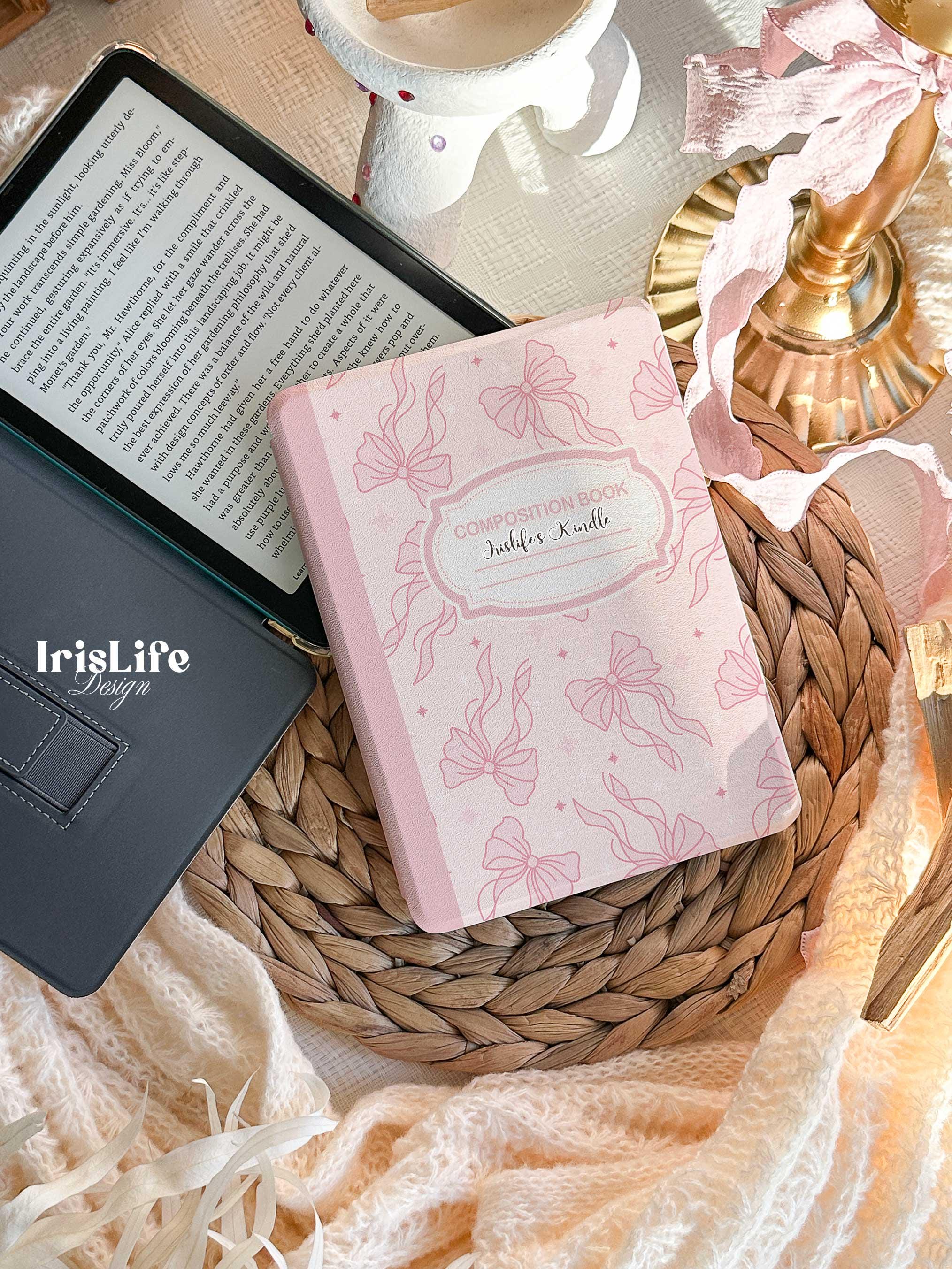 Custom Name All New Kindle 11th Generation 2024 Case, Paperwhite 7 Case Kobo Clara Case Colorsoft Cover Gift, Composition Book, Personalized