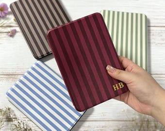 Retro Striped Kindle Paperwhite Case, Personalized Name Cover for Kindle 12th 11th 10th Gen, Colorsoft Kobo Clara Case, Book Lover Gift