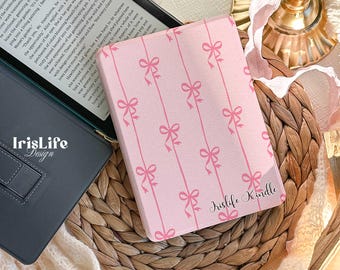 All New Kindle 12th 2024 Case Auto Wake/Sleep Case for Kindle Colorsoft Paperwhite 11th 6.8 kindle Oasis Kobo Case, Kawaii Bow Cover