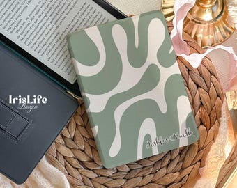 Abstract Striped All new Kindle 12th 2024 Case, Sage Green Kindle Case for Kindle Colorsoft Paperwhite 11th 6.8 kindle Oasis Kobo Cover