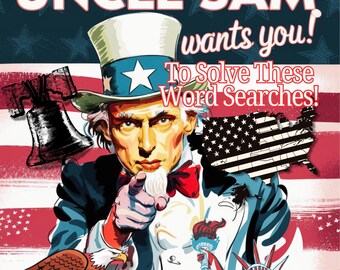 ¡El tío Same quiere que resuelvas estas sopas de letras! para dispositivos de tinta electrónica KINDLE SCRIBE o Remarkable - INTERACTIVO - Write-On