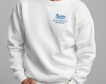 Minnesota Loon Sweatshirt, Iconic Design Crewneck or Hoodie, Classic Style, Land of 10,000 Lakes Apparel, and Minnesota Souvenir Clothing