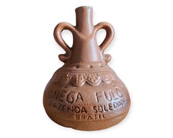 Brown clay bottle with two handles / negative full fazenda Soledad Brazil / Farmhouse decor / light brown decor / shelf decor / modern latin