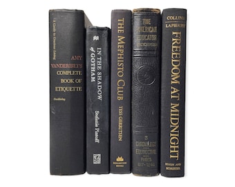 BLACK BOOKS, Home Staging, Book Set, Rustic Decorative Books, Old Book Decor, book set, Home decor, Instant Collection