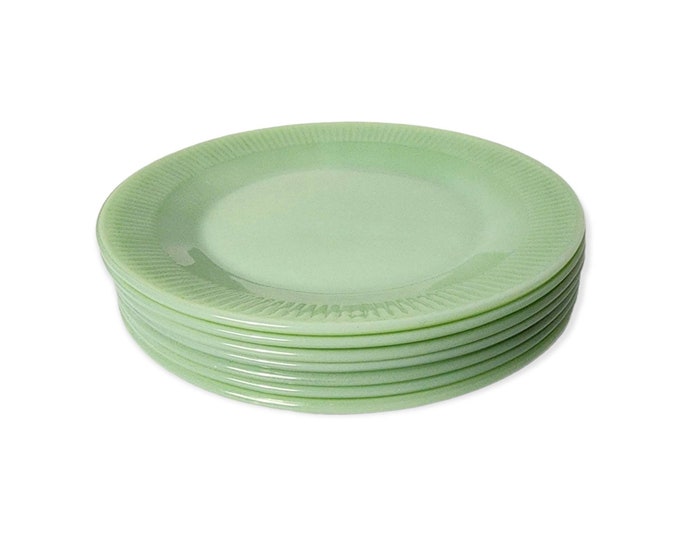 Set of 7 Jadeite Dinner Plates / Fire King Oven Glass / 9 Inch Etsy