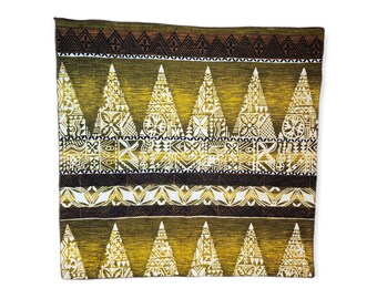 Hawaiian Tapa Design Napkin / Tribal Design  / Large size 21" inches / Brown / Green / Makes a great neck scarf and kerchief as well /cotton