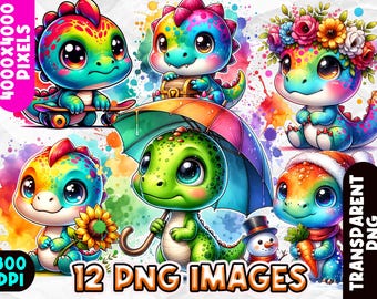 Baby Dinosaur Clipart, Dino PNG, Baby Dinosaur Art, Dinosaur Clipart PNG, Dinosaur Party Printable, Baby Dino Illustrations, Dinosaur PNG