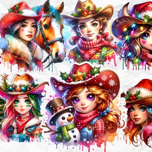 Weihnachten Cowgirl Clipart, Urlaub Western Clipart, Cowgirl Clipart PNG, lustige Weihnachtsgrafiken, Weihnachten Cowgirl PNG, fröhliche Cowgirl Kunst