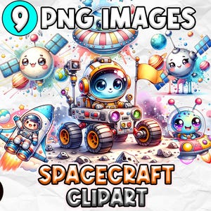 Vaisseau spatial Clipart PNG, dessins de clipart fusée amusante, graphiques aventure spatiale, art numérique de l'espace, décoration d'espace pour enfant, illustration de l'espace