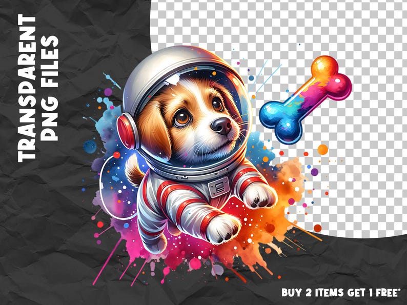 Astronaut Dog Clipart, Space Dog PNG, Dog in Spacesuit Art, Space Dog ...