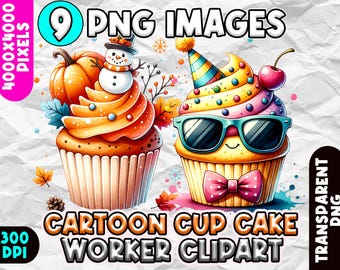 Cupcake Clipart, Colorful Cupcake PNG, Cupcake Art for Scrapbooking, Party Invitations Clipart, Cupcake Illustrations, Fun Dessert Clipart
