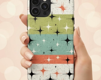 Retro Atomic Starburst iPhone Case, MagSafe Compatible, Mid Century Modern