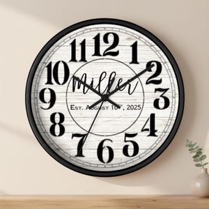 Personalized Family Name Wall Clock, Rustic Anniversary Gift