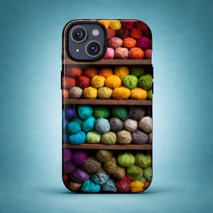 Yarn Shelf iPhone 14 15 16 17 Case: MagSafe Compatible, Knitting & Crochet Rainbow
