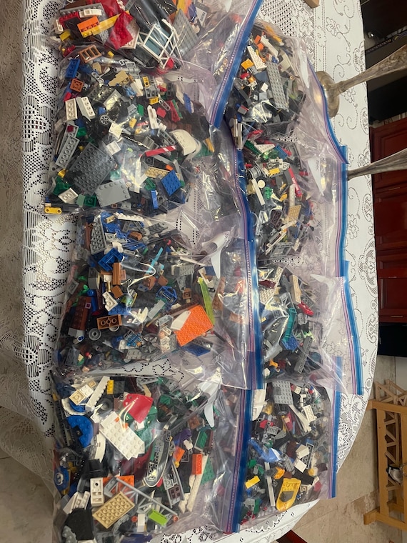 5 pound lot of sanitized LEGO brand building blocks! Bricks, Cubes, Figures, Wheels, and More!