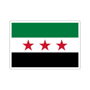Syria Flag Travel Sticker, Patriotic Middle Eastern Decal, Arabian National Pride Badge, Arabic Country Souvenir Label, Bashar Al-Assad