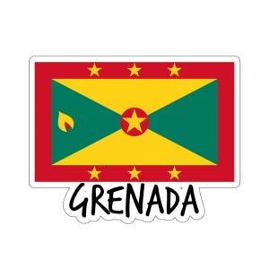 Grenada Flag Travel Sticker - Caribbean Island Destination Souvenir Sticker, Luggage Decal, Wanderlust Sticker, Scrapbook Decoration,