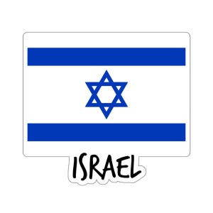Israel Flag Travel Sticker - Kiss-Cut Stickers, Israeli Flag Decal, Travel Scrapbook Sticker, Wanderlust Laptop Sticker, Middle East