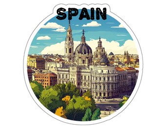 Spain Travel Kiss-Cut Stickers - Travel-themed Stickers, European Travel Decor, Wanderlust Stickers, Vacation Planner Stickers, Travel